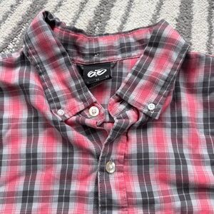 Nike Skateboarding 6.0 Grey‎ Vibrant Pink Short Sleeve Plaid Button Down Size XL